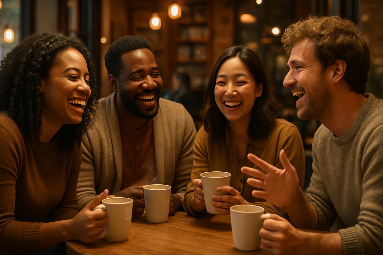 group of people enjoying coffee 